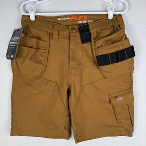 NEW Dickies Traeger Flex Grilling Shorts Womens 4 Tan Canvas Cargo RepelPro